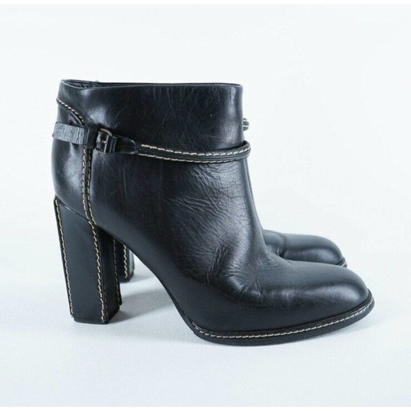 Veronique Branquinho Heeled Booties Women's Black with White Outline Size 40 - Picture 1 of 9